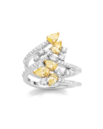 SLAETS Jewellery Yellow Diamond and White Diamond Cocktail Ring (horloges)